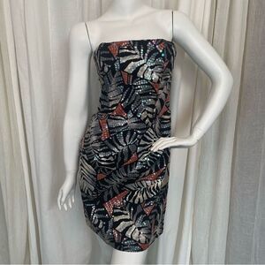 VINTAGE- Sequin Mini Dress Resort Wear Palm Fronds Modern Size 6 Women’s
